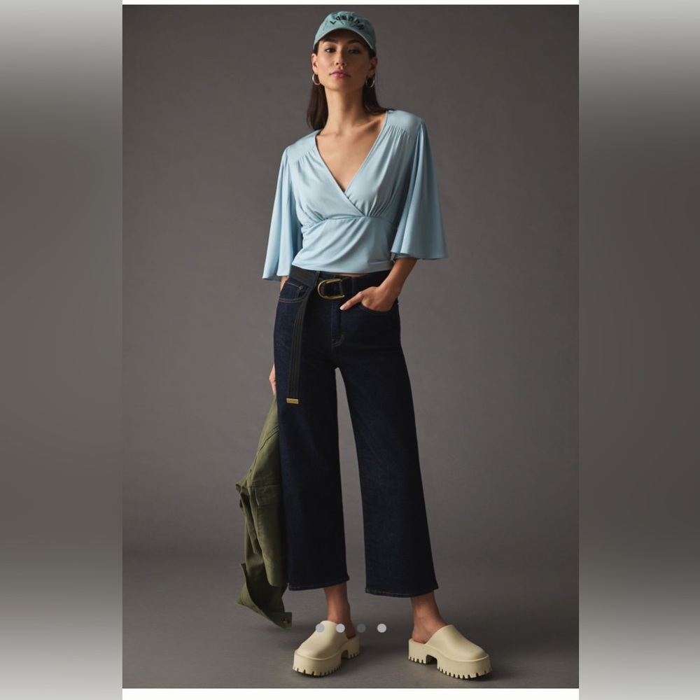 By Anthropologie Draped V-neck Top - Picture 2 of 5